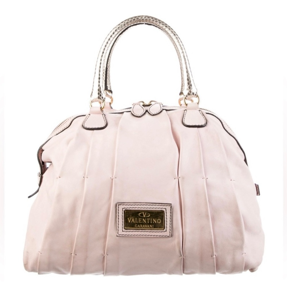 Authentic Valentino Garavani Blush Satchel with Gold Accents